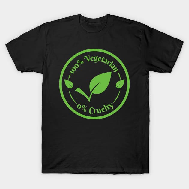 Vegan logo icon stamp seal 100% Vegetarian 0% Cruelty in circle T-Shirt by FOGSJ